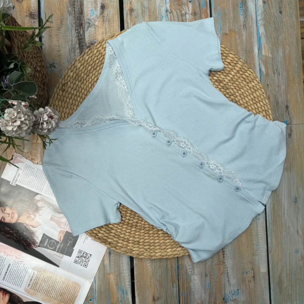 1.1404 255 LADIES CROP TEES (BLUE)