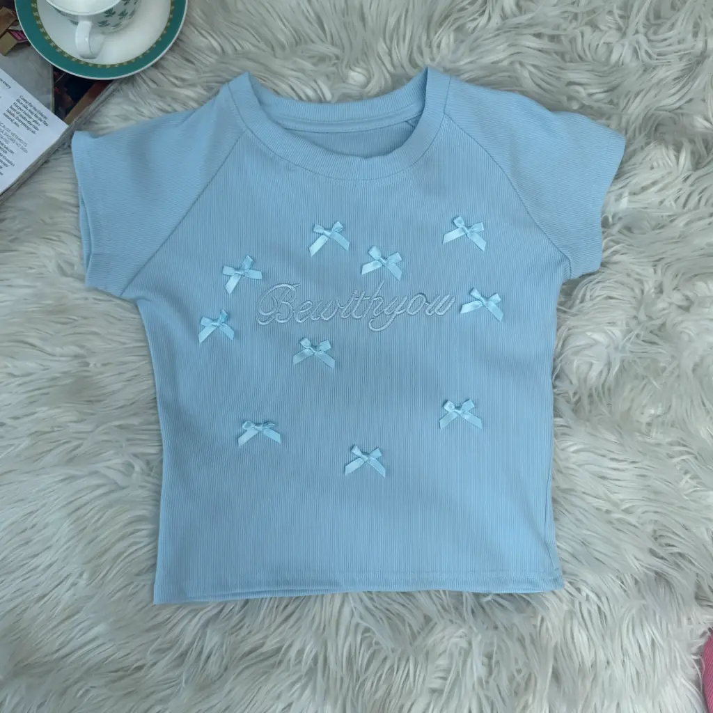 1.4949 9917 CROP PRINTED TEE (BLUE)