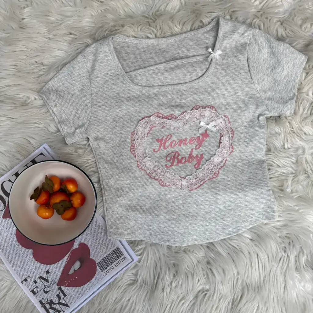 9931 CROP PRINTED TEES