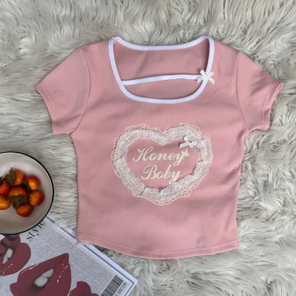 9931 CROP PRINTED TEES