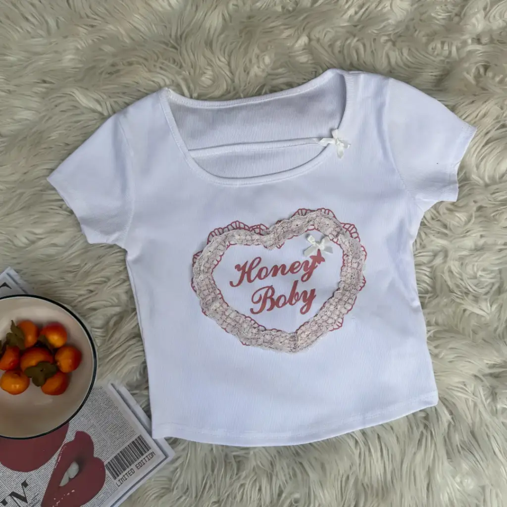 9931 CROP PRINTED TEES