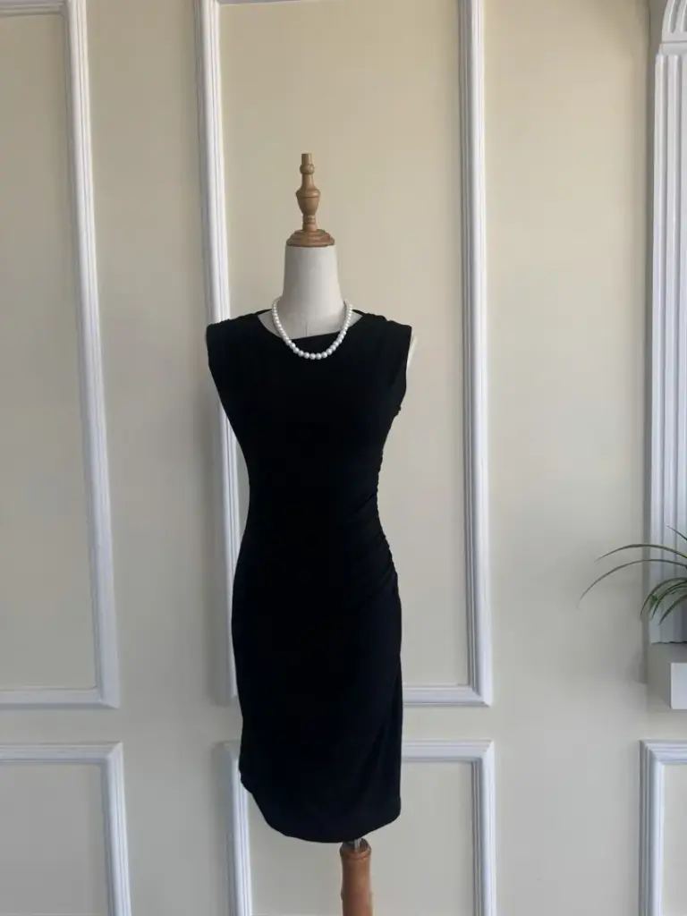 2.0946 HB SS25-45 Side Ruched Bodycon Dress (BLACK, S)