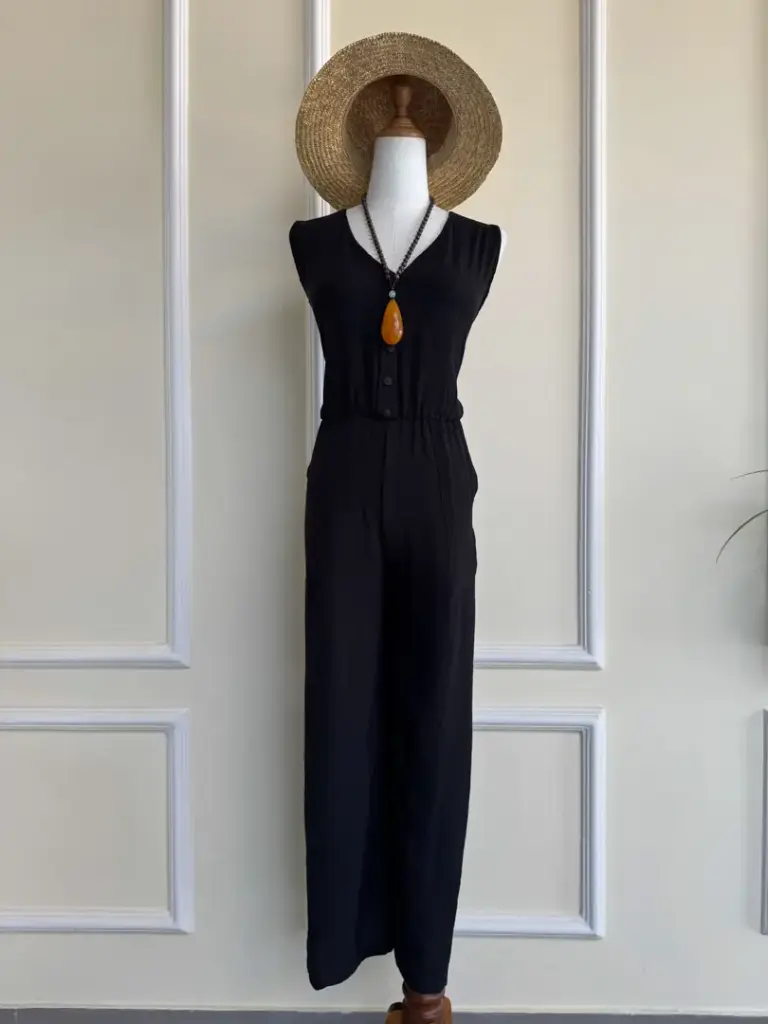 2.1218 HB SS25-79 Front Button Jumpsuit (BLACK, S)
