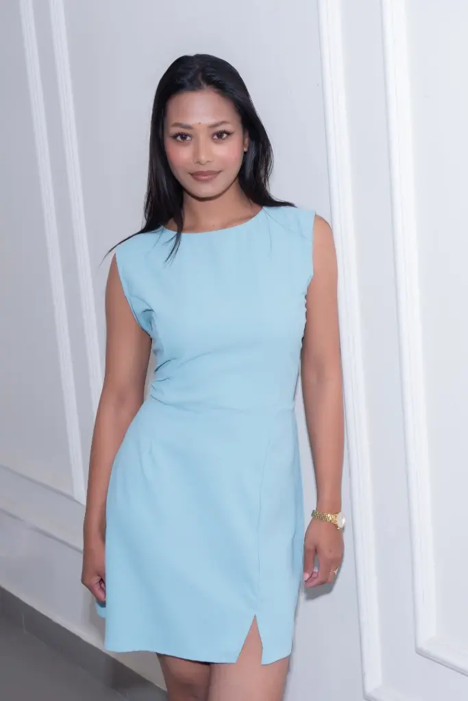 HB SS25-84 Ruffle A Line Dress