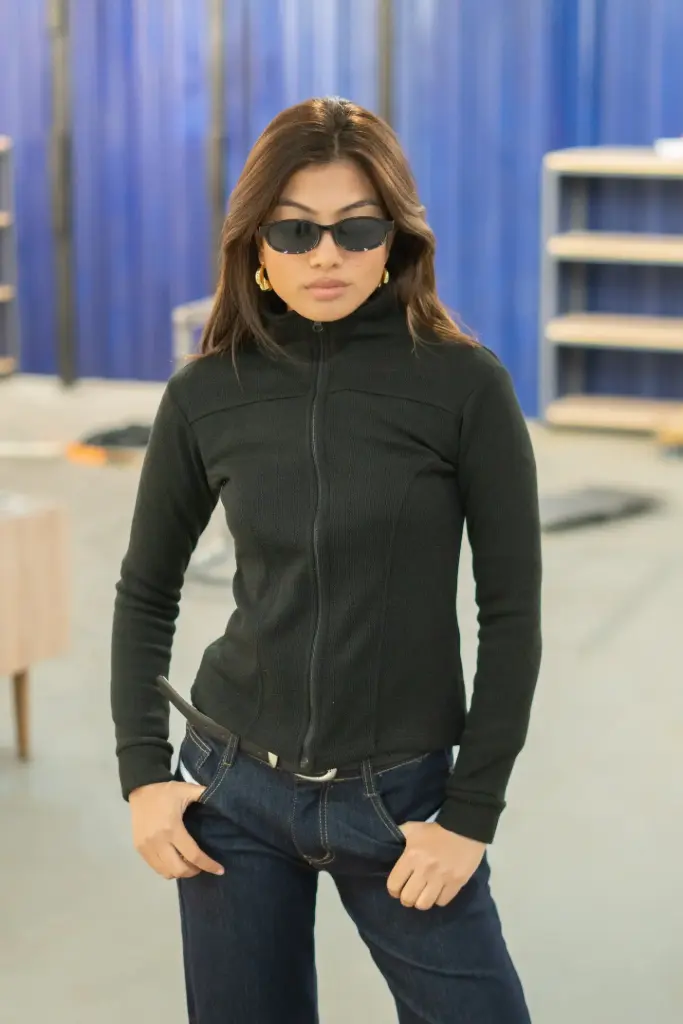 2.4000 HB25-09 ZIP-UP SWEATER (BLACK, S)