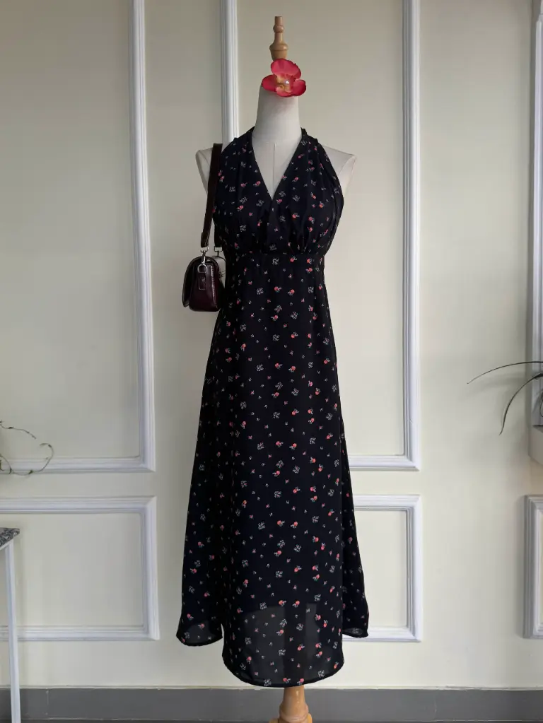 BMKS SS25-06 HALTER FLORAL DRESS