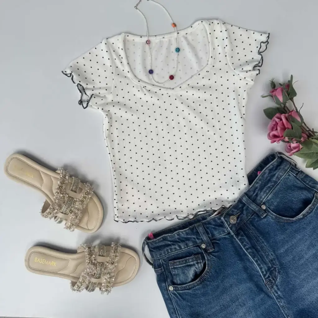 1.6998 BMO SS25-23 POLKA CROP TOP (WHITE, S)