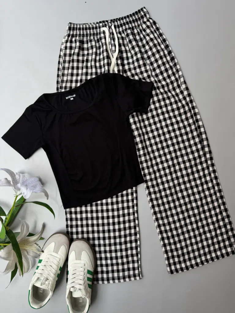 2.0547 HB SS25-140 GINGHAM PLAJJO (BLACK, S)
