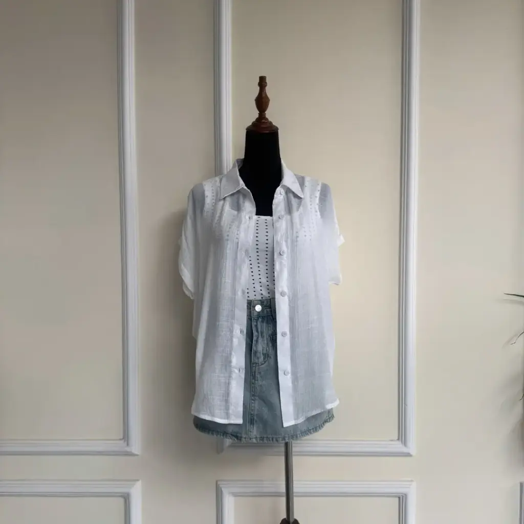 2.0563 HB SS25-141 LINEN KIMONO SHIRT (WHITE, M)