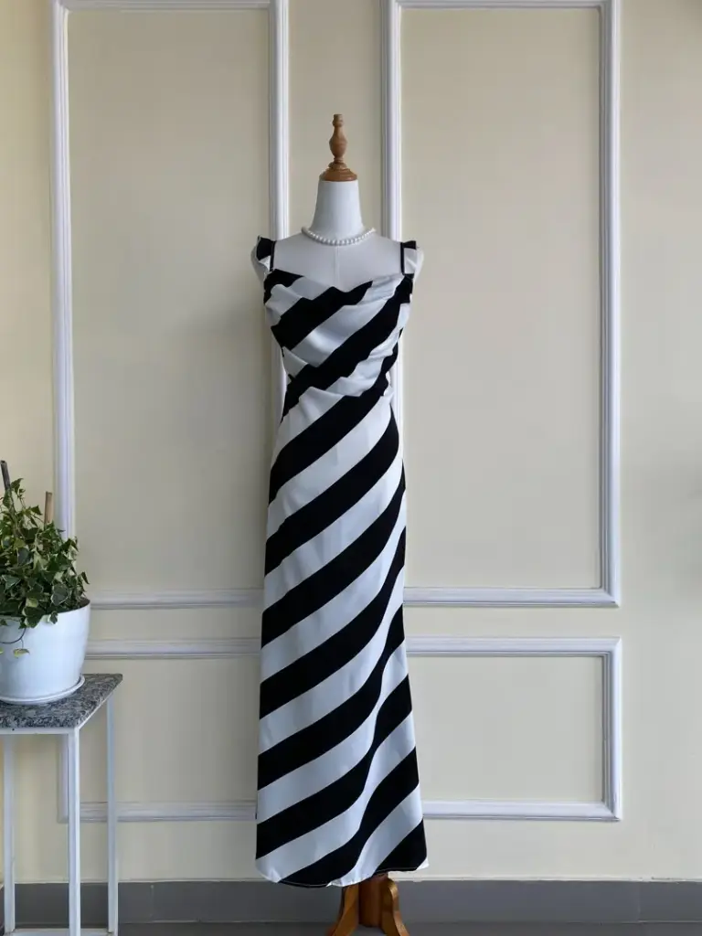 3.2414 HB SS25-152 COWL NECK FRILL DRESS  (BLACK, S)