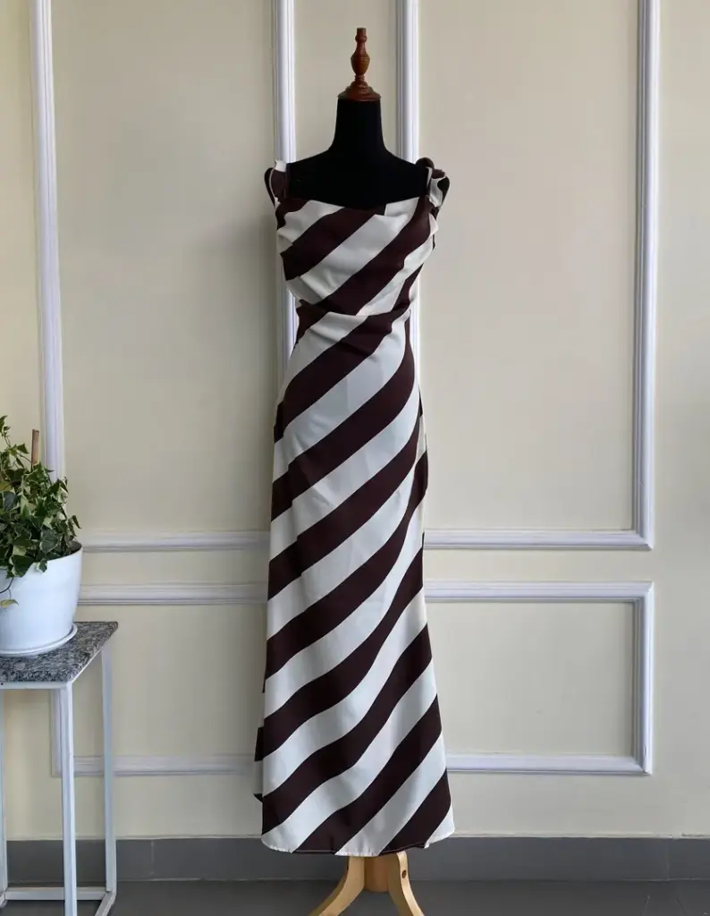 HB SS25-152 COWL NECK FRILL DRESS 