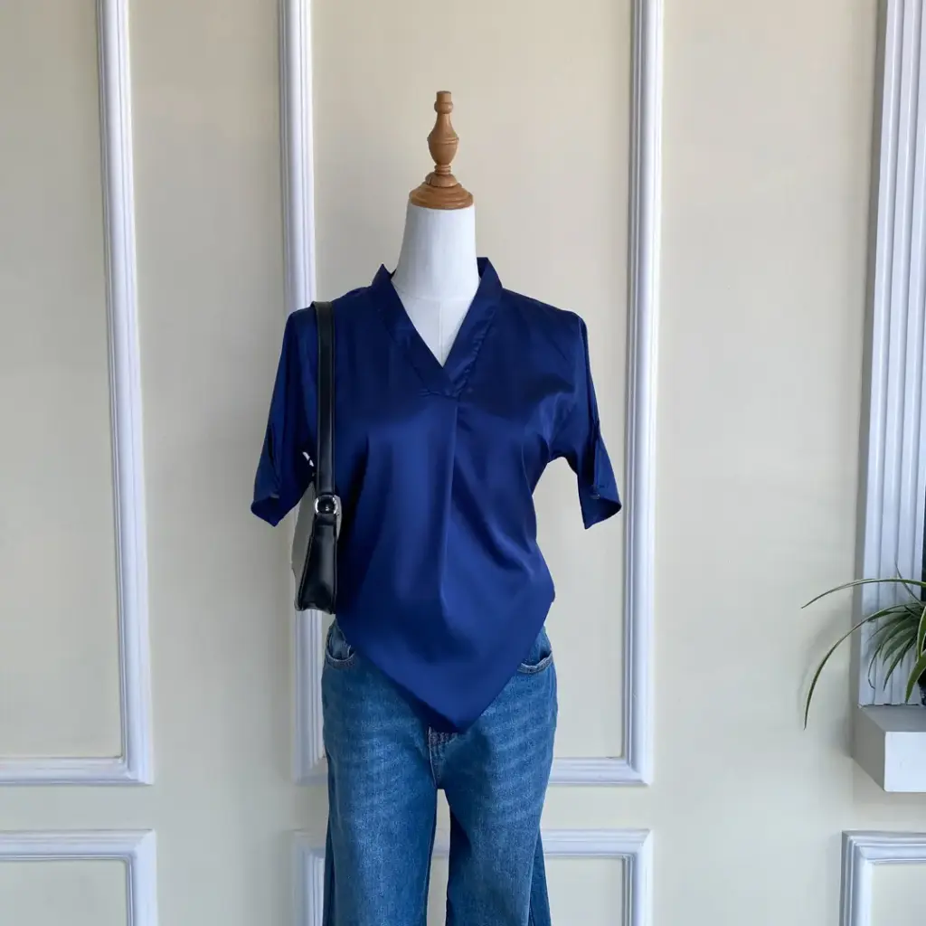 3.2458 HB SS25-126 SATIN TOP (BLUE, S)