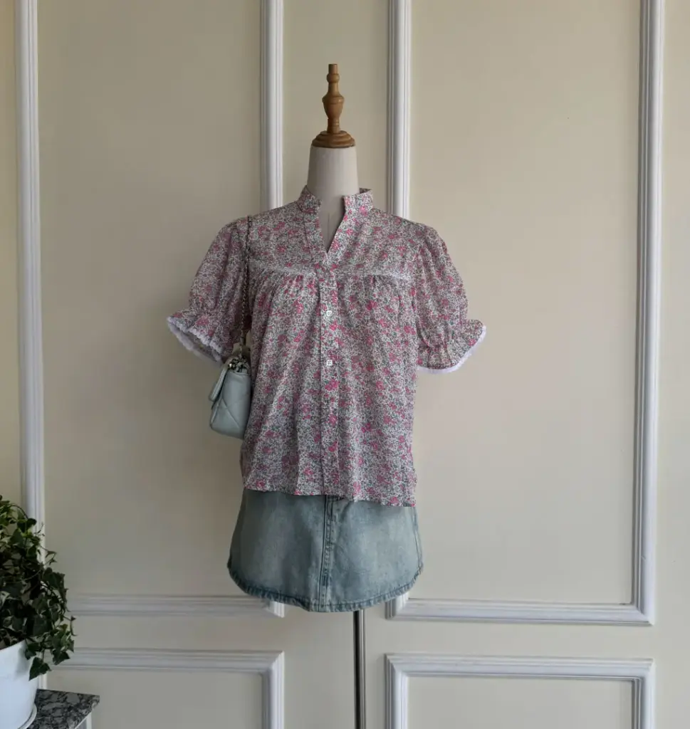 3.2753 HB SS25-132 LACEY FLORAL TOP (PINK, S)
