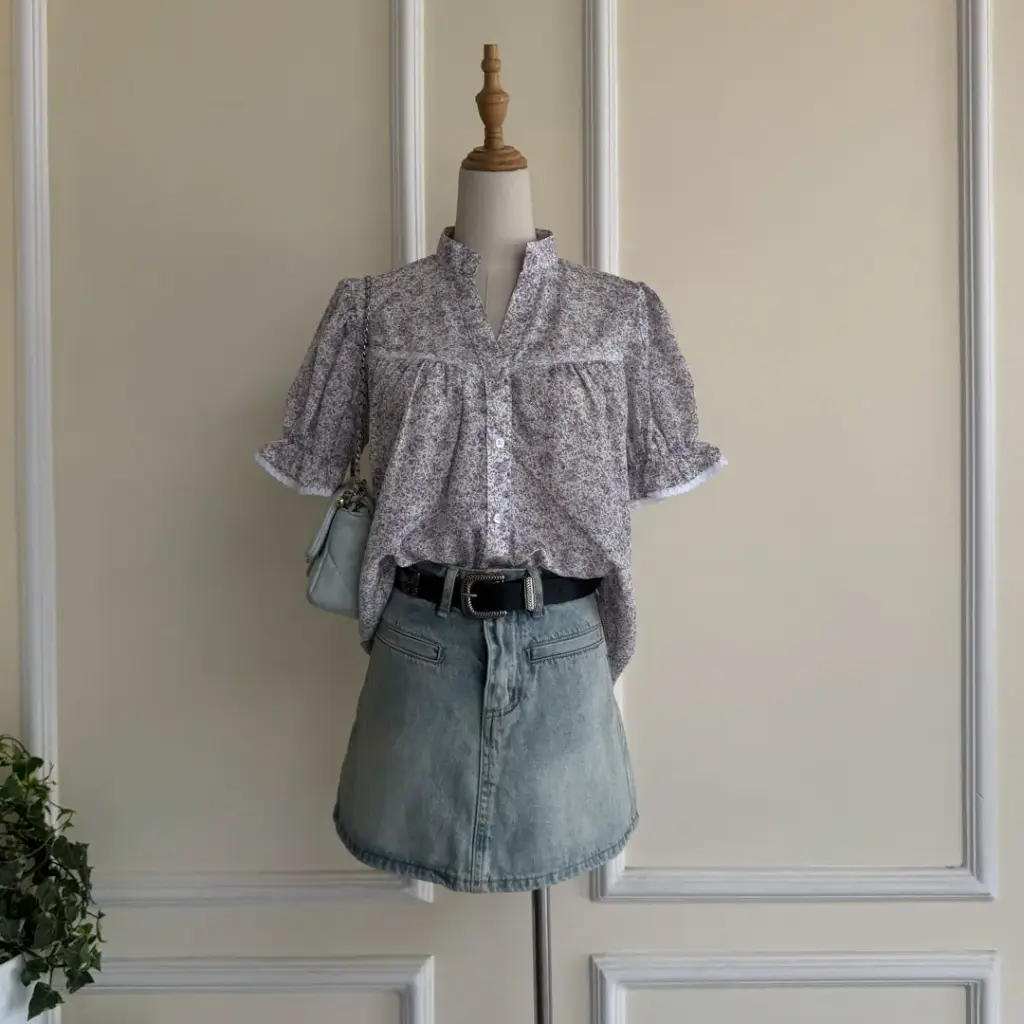 HB SS25-132 LACEY FLORAL TOP