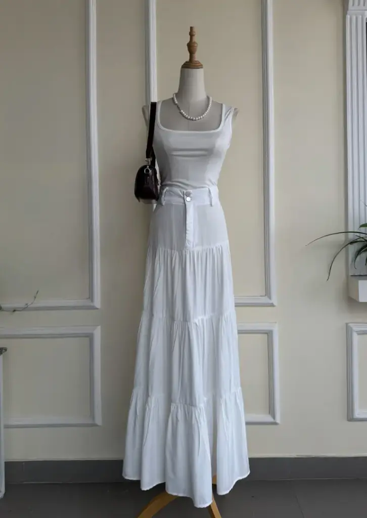 HB SS25-85 TWO BUTTONS MAXI SKIRT