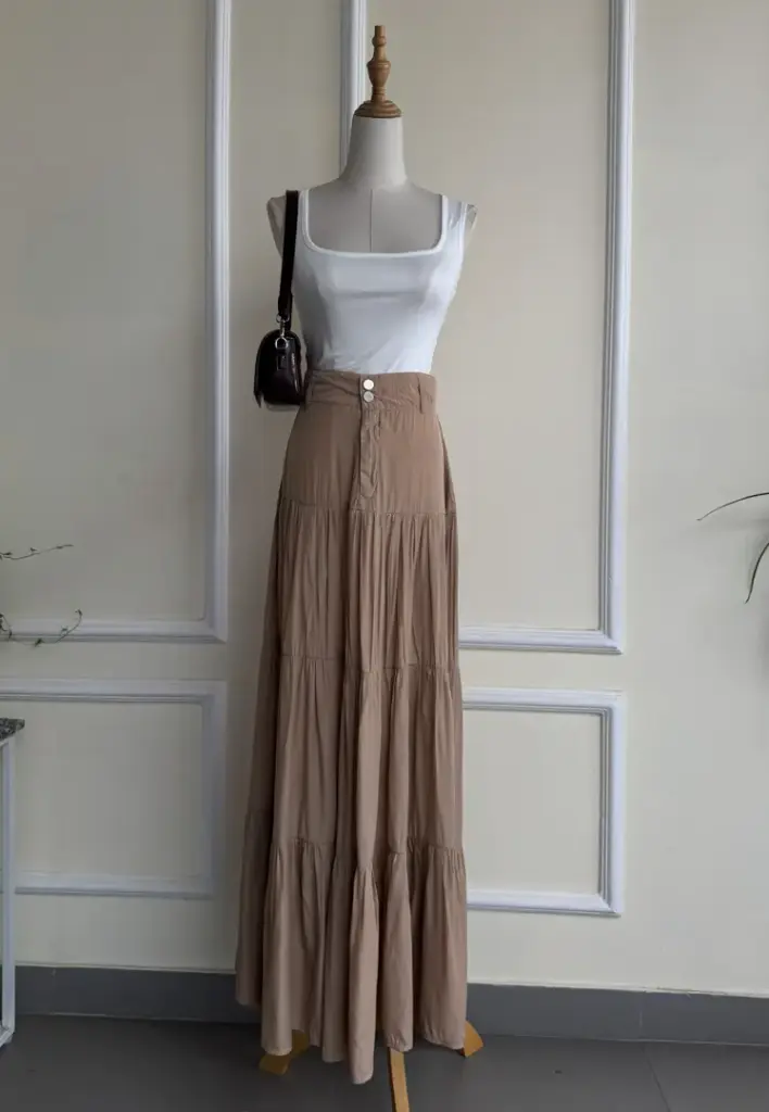 HB SS25-85 TWO BUTTONS MAXI SKIRT
