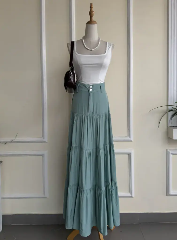 HB SS25-85 TWO BUTTONS MAXI SKIRT