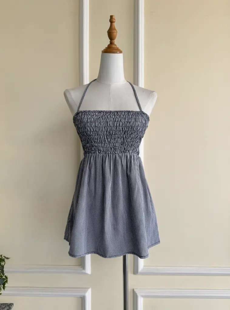 BMKS SS25-24 PLAID SMOKED TOP