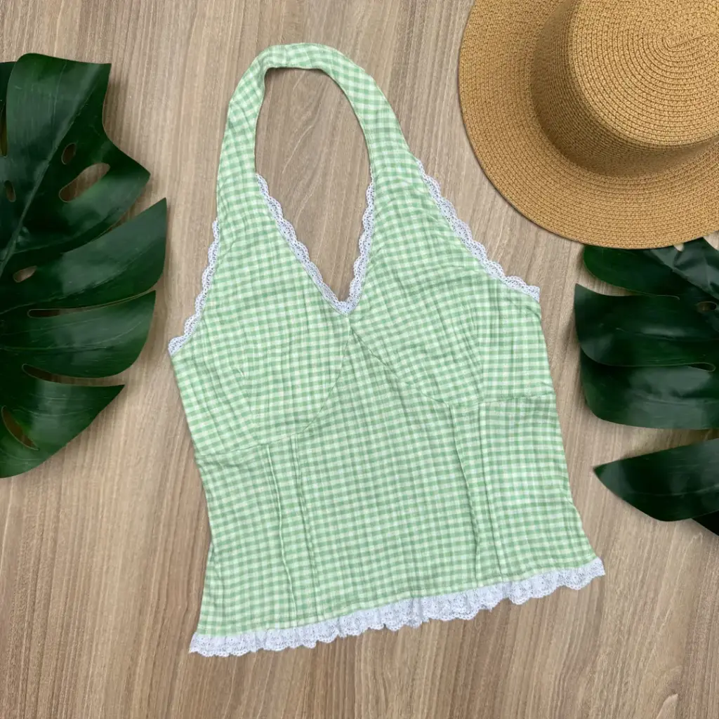 BMKS SS25-16 GINGHAM HALTER TOP