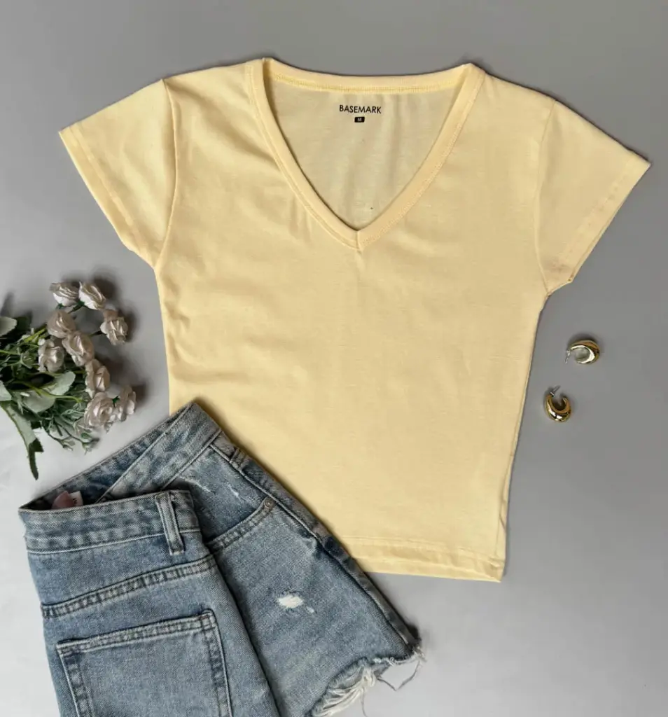 HB SS25-187 CROP V NECK TEE