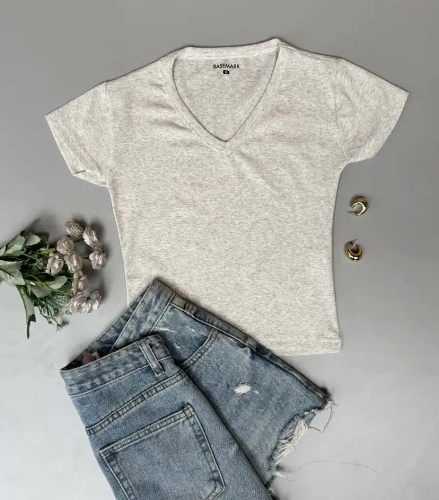 HB SS25-187 CROP V NECK TEE