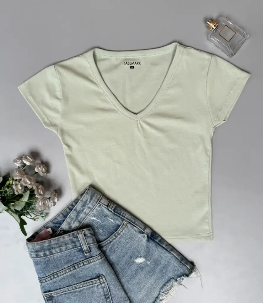HB SS25-187 CROP V NECK TEE