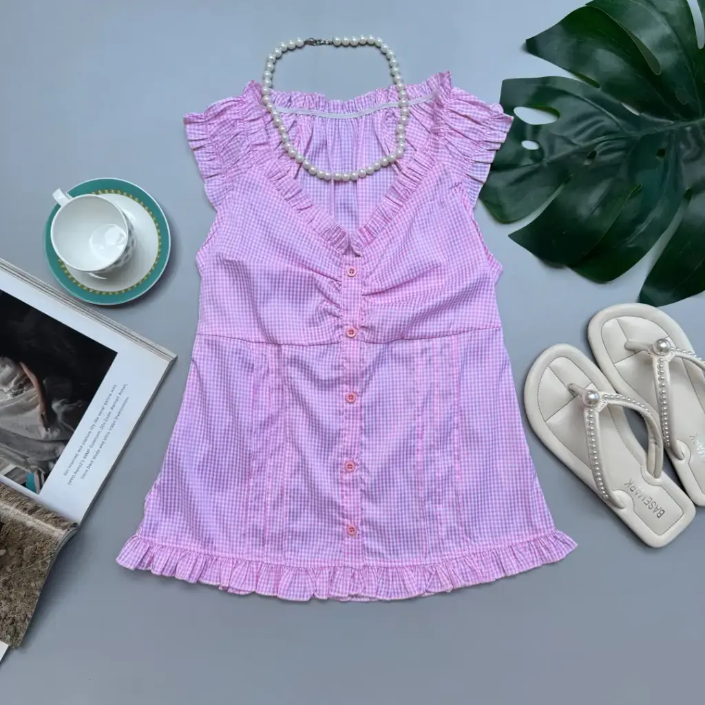BMKS SS25-17 LANA GINGHAM TOP