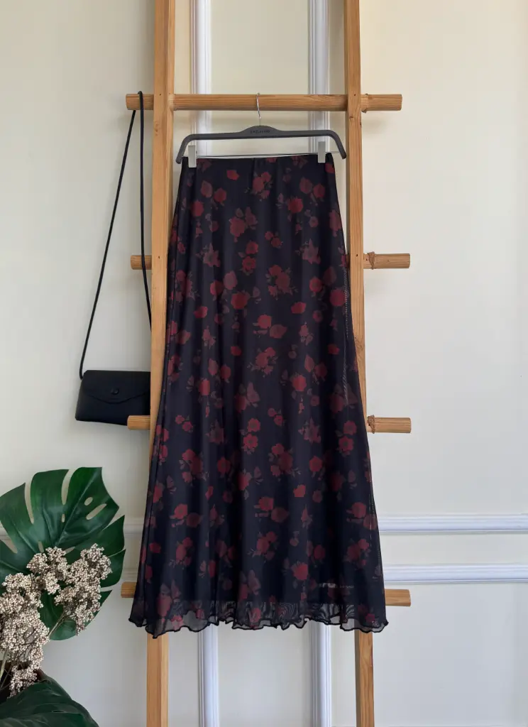 3.28761 BMKS SS25-18 SHEER MESH MAXI SKIRT (BLACK, S)