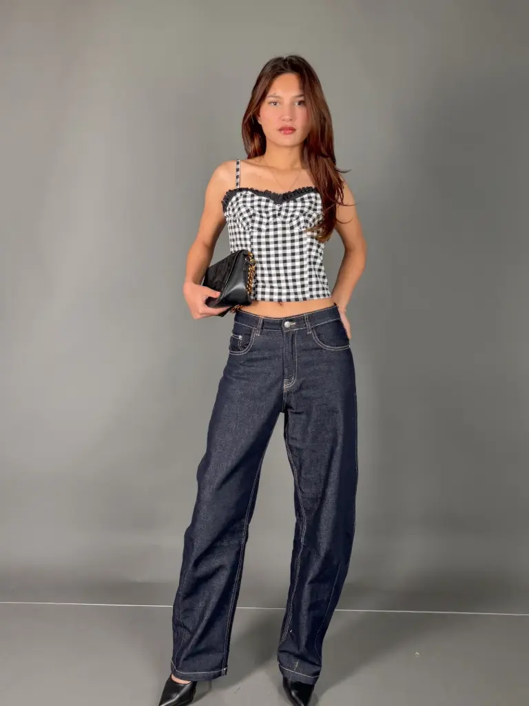 BMKS SS25-21 MILKMAID CHECKERED TOP