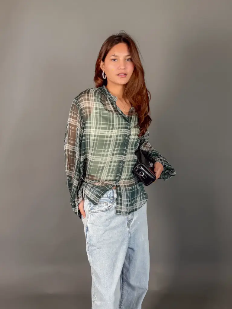 HB SS25-182 SHEER CHECKERED SHIRT