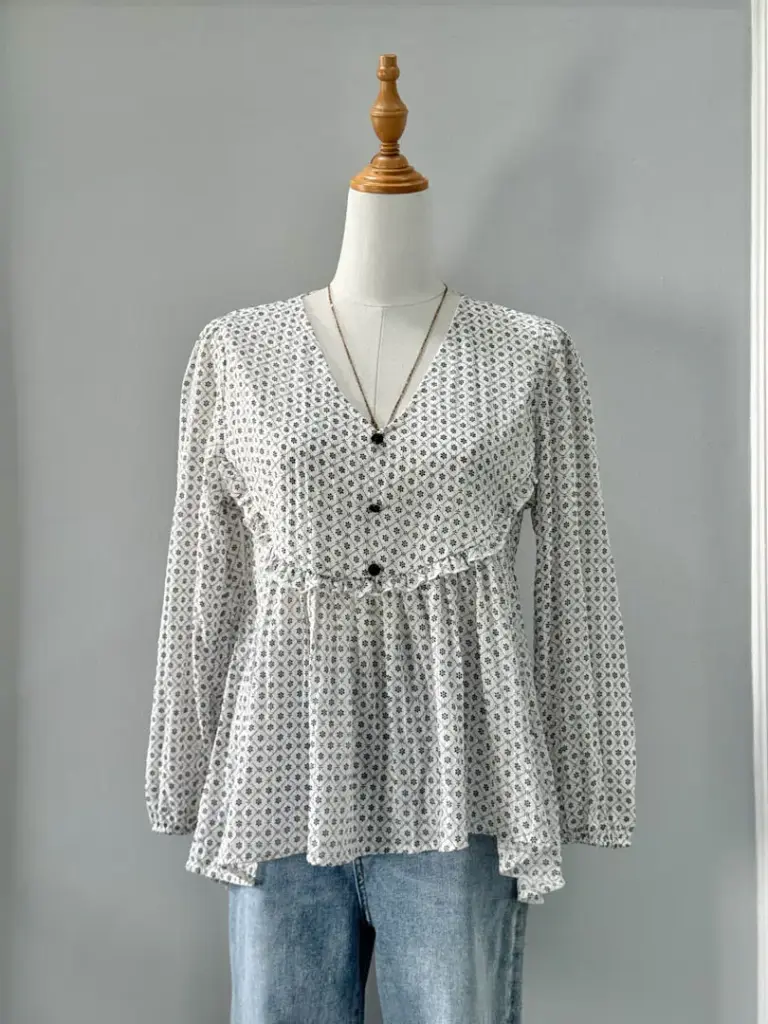 HB SS25-263 PRINTED YOKE TOP 