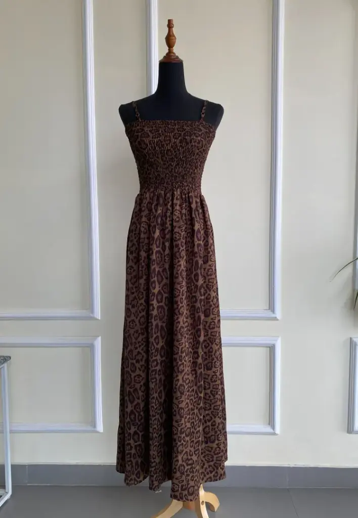 3.29419 HB SS25-260 LEO MAXI DRESS (BROWN, S)
