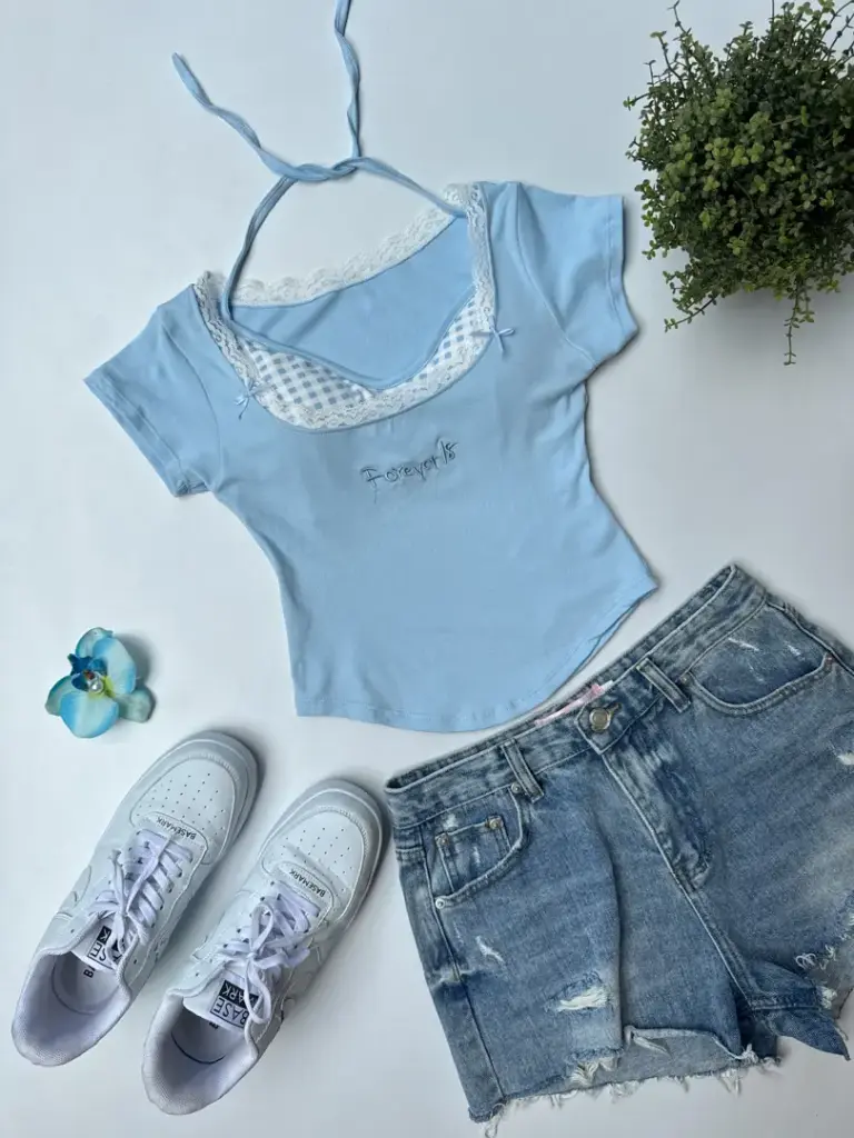3.29556 5056-1 CROP TEE (BLUE)
