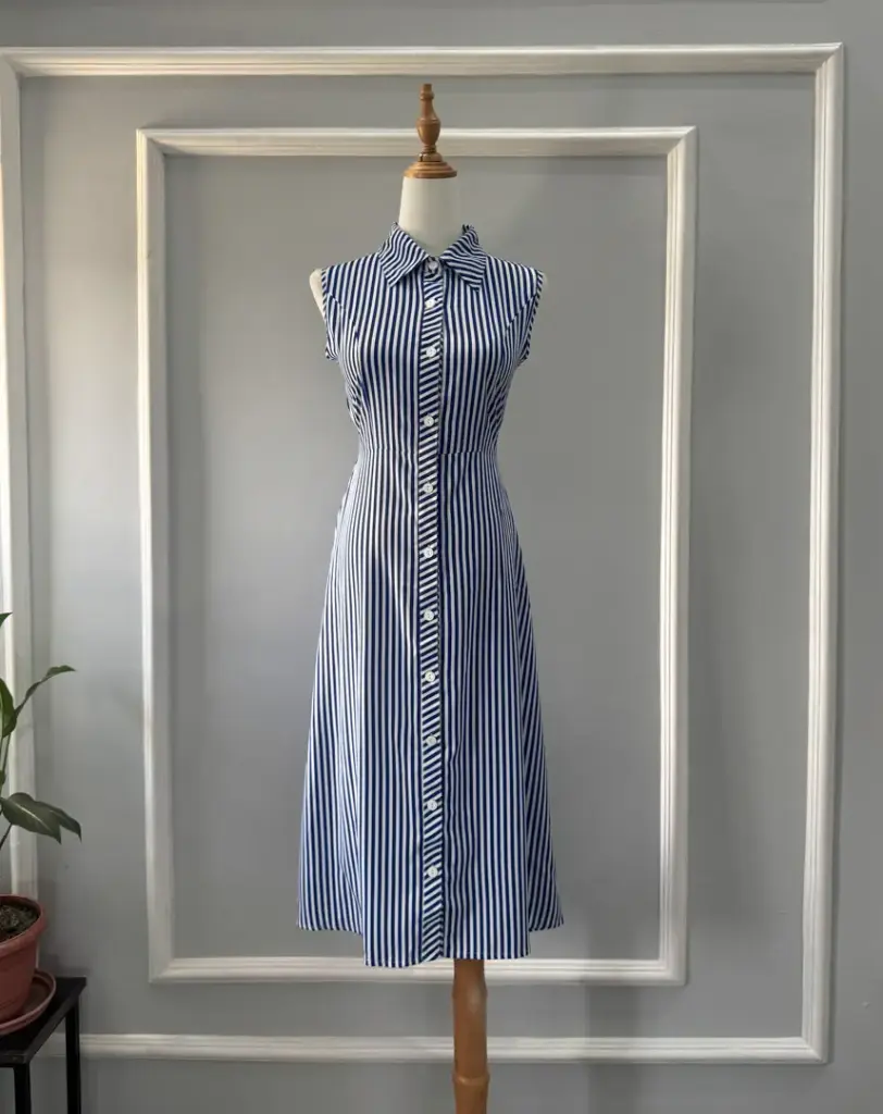 3.29568 HB SS25-293 STRIPE LONG DRESS (BLUE, S)