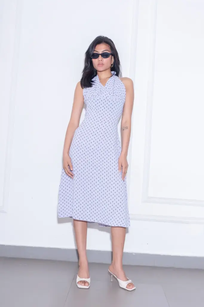 HB SS25-236 FLORAL HALTER DRESS