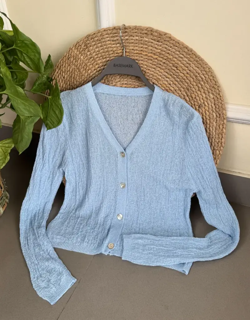 3.29630 369 KNITTED BUTTON OUTER (BLUE)