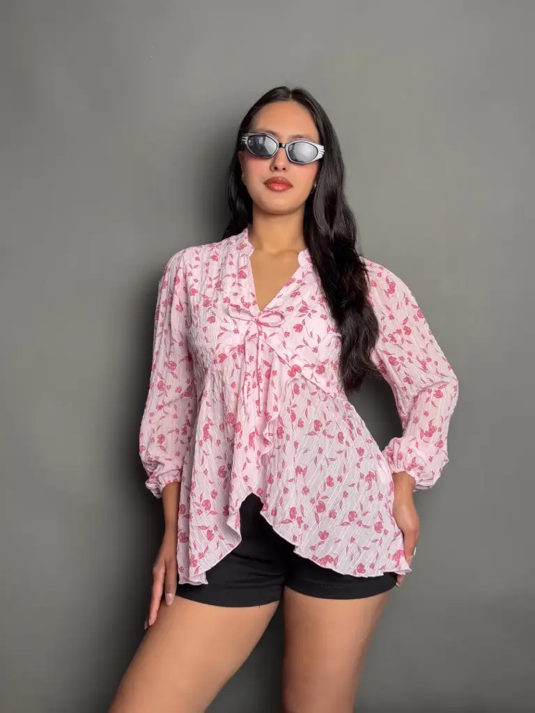 HB SS25-254 CHINESE FLORAL TOP