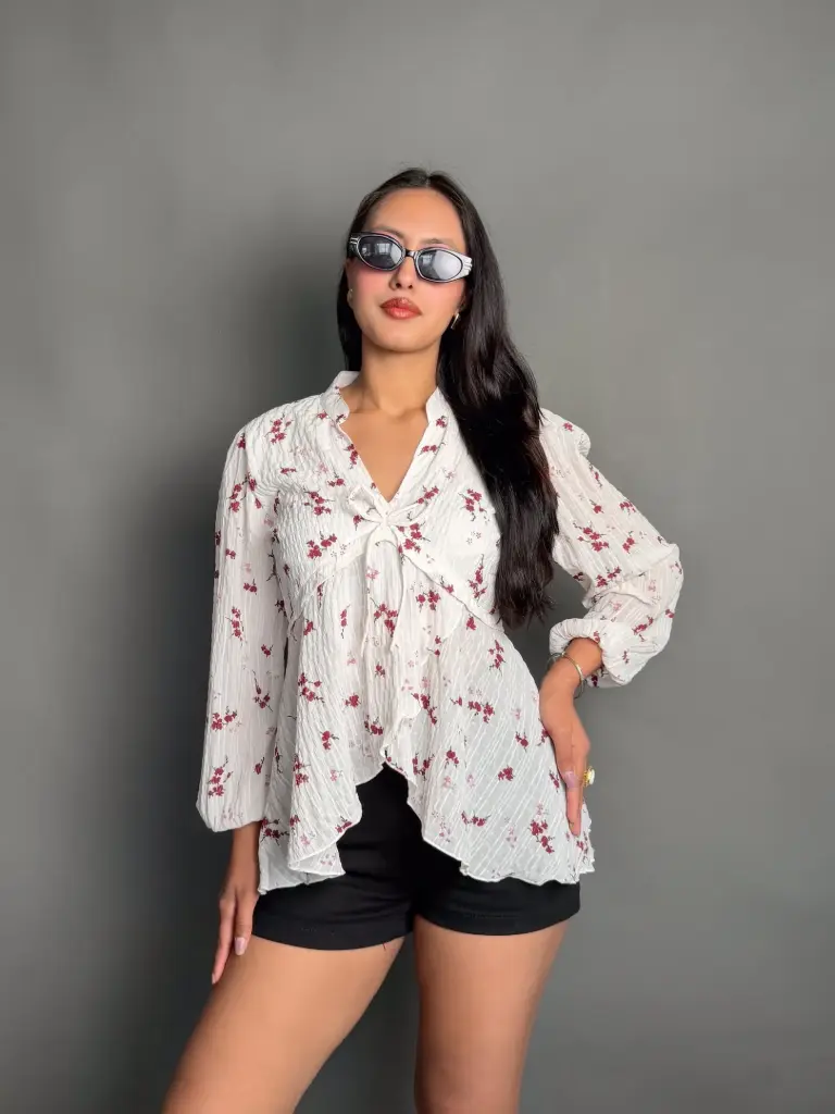 HB SS25-254 CHINESE FLORAL TOP