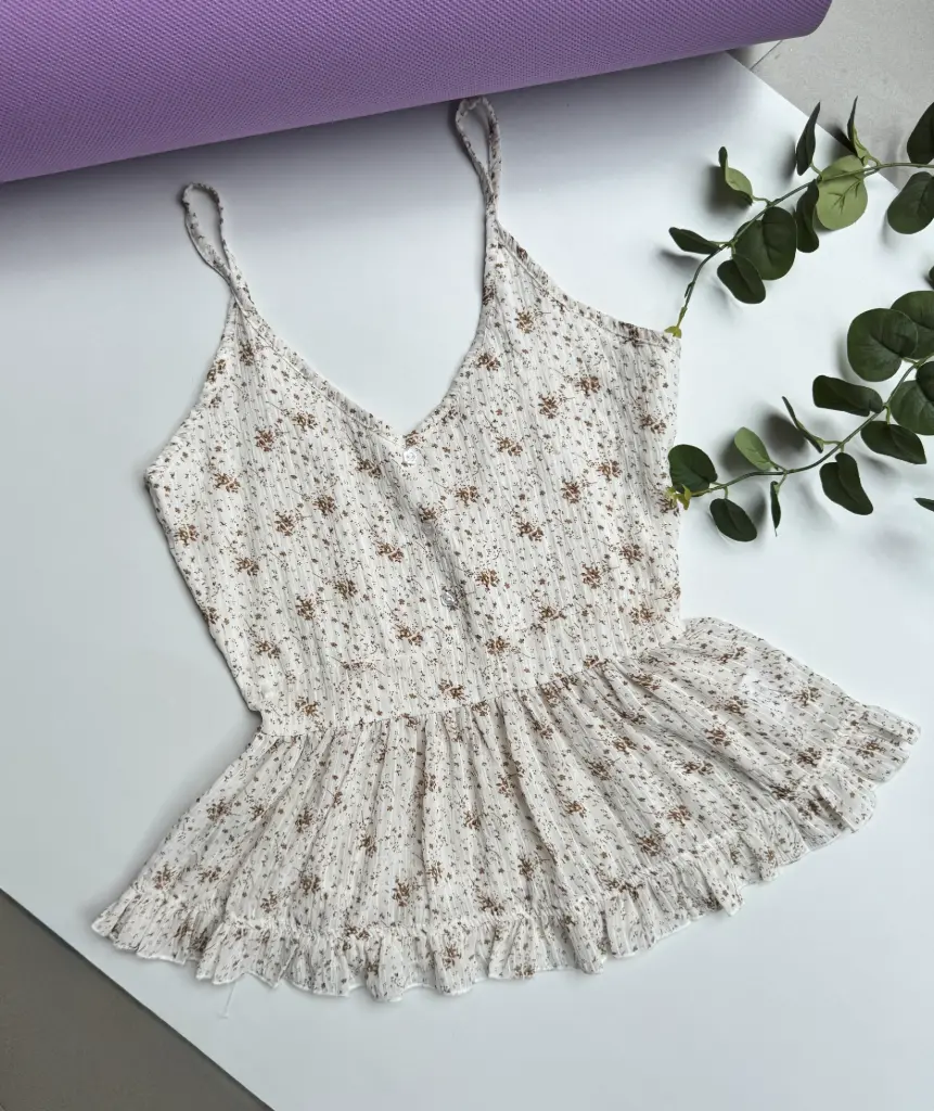 3.30314 HB SS25-243 RUFFLE TRIM TOPS (WHITE, S)