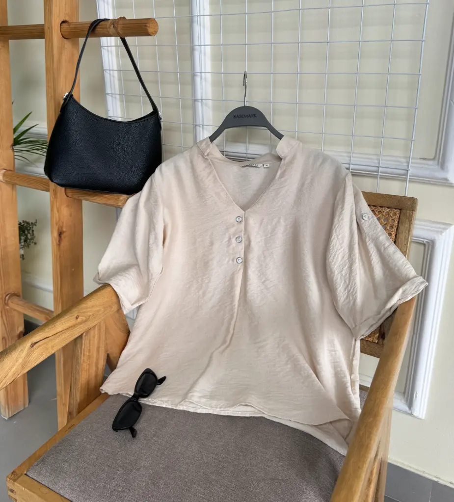 3.31956 HB SS25-300 LINEN LOOSE BLOUSE (BEIGE, M)
