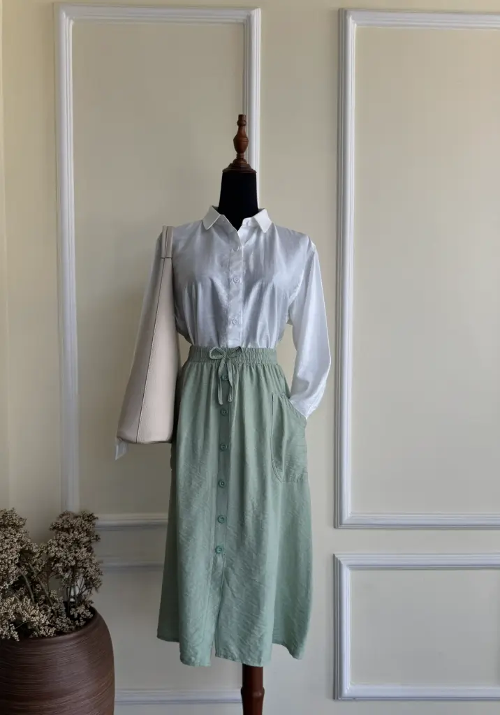 HB SS25-307 LINEN MIDI SKIRT