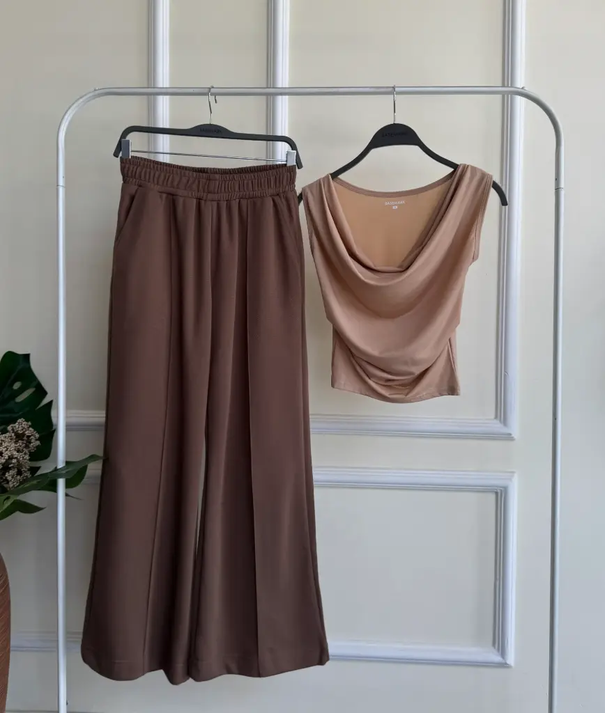 3.33214 BMKS SS25-33 SOLID WIDE LEG TROUSER (BROWN, S)
