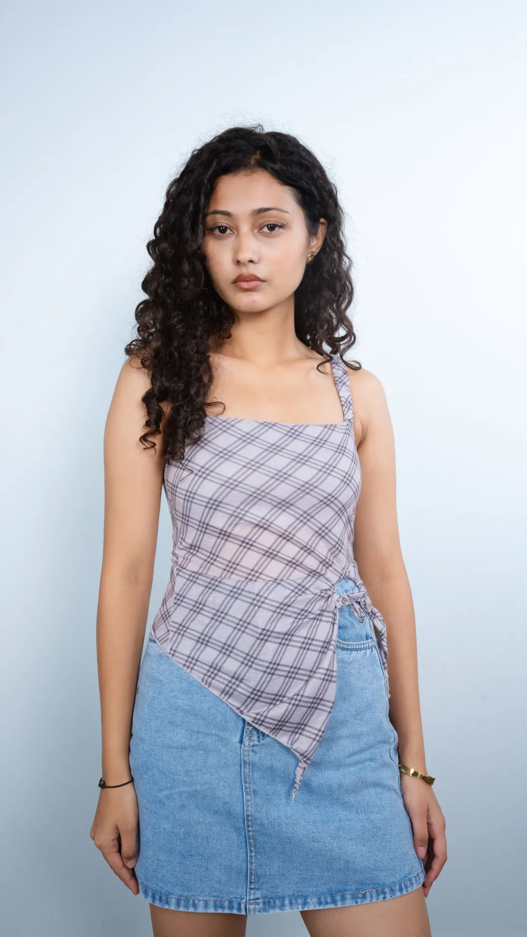 HB SS25-169 SLANTED TIED TOP