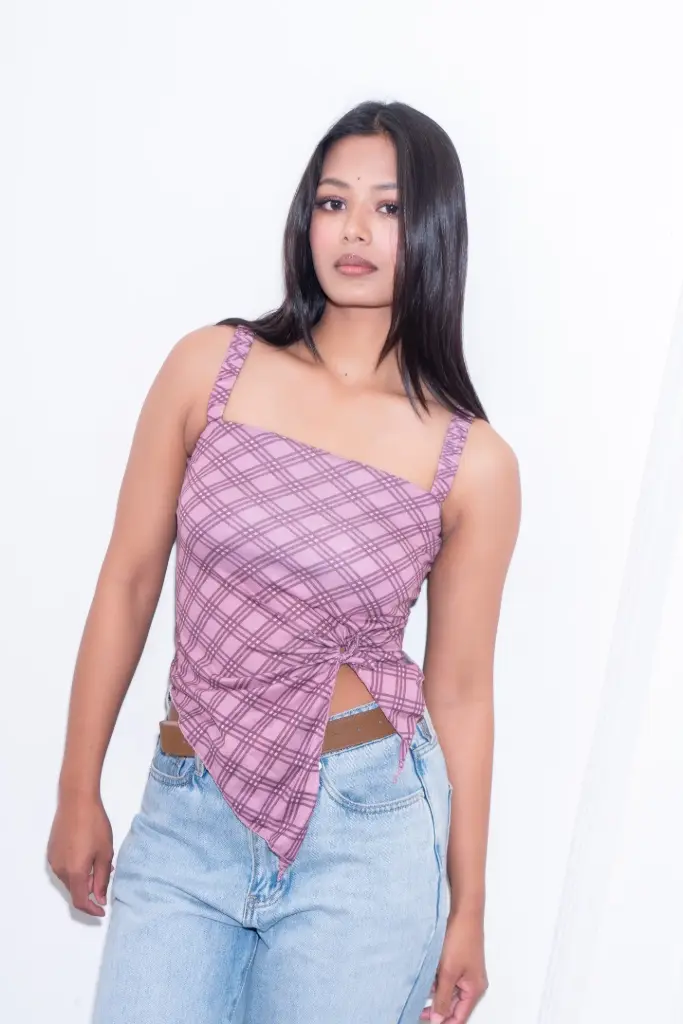 HB SS25-169 SLANTED TIED TOP