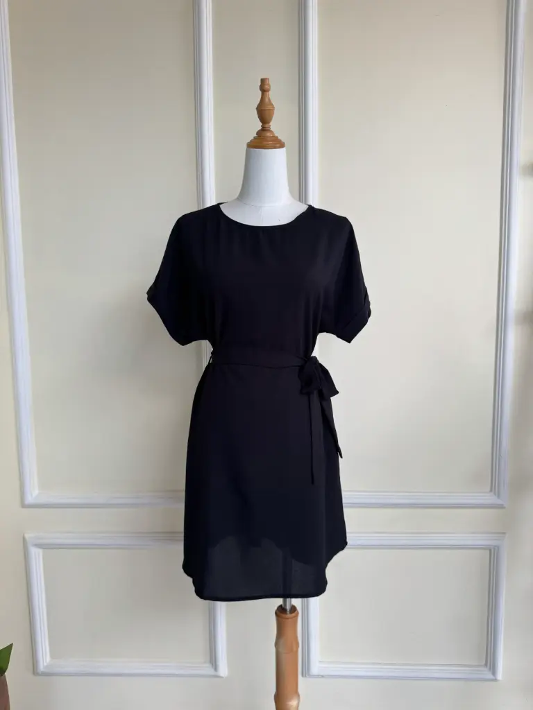 3.34830 HB SS25-358 SOLID WAIST BELT DRESS (BLUE, M)