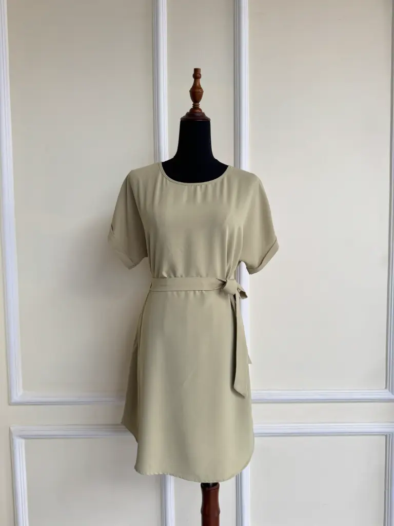 HB SS25-358 SOLID WAIST BELT DRESS