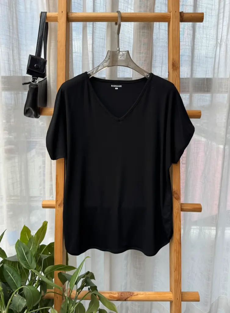 3.35488 HB SS25-354 V NECK LOOSE TEE (BLACK, S)