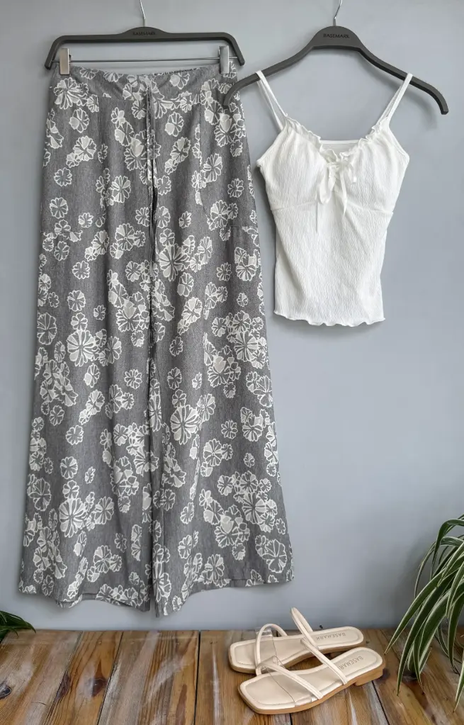 BMO SS25-71 PRINTED LINEN FLARE PALAJJO