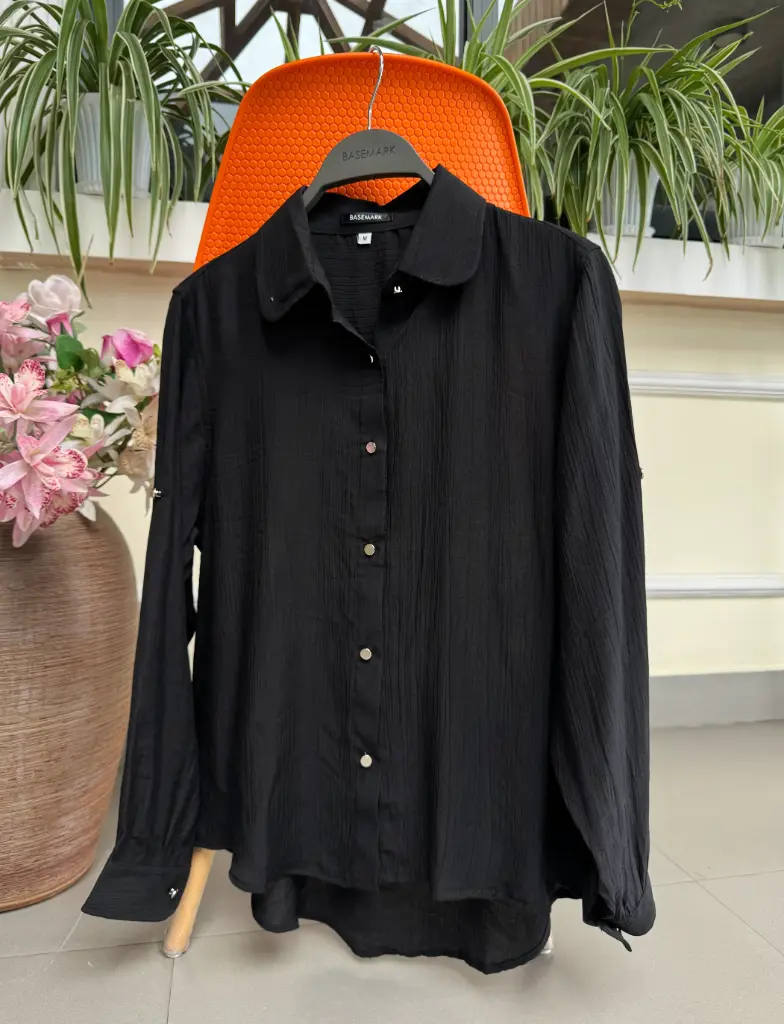 3.36184 HB SS25-343 WRINKLE SHIRT (BLACK, M)