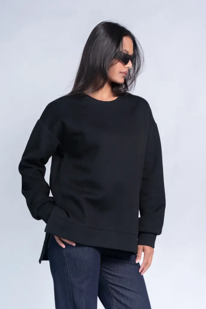 3.36876 HB SS25-352 SLIT SWEATSHIRT (BLACK, S)